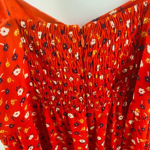 Madewell Red Floral Wide Leg Lightweight‎ Ankle Length Jumpsuit Sz 14 Cottage - Picture 8 of 8